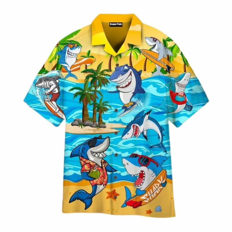 Shark In Summer Hawaiian Shirt