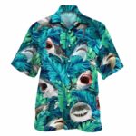 Shark Lovers Gift Palm Leaves Hawaiian Shirt