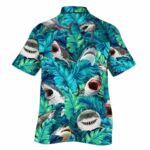 Shark Lovers Gift Palm Leaves Hawaiian Shirt Back