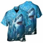 Shark Swims Through Baitfish Shoal Hawaiian Shirt
