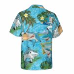 Sharks On The Beach Hawaiian Shirt Back