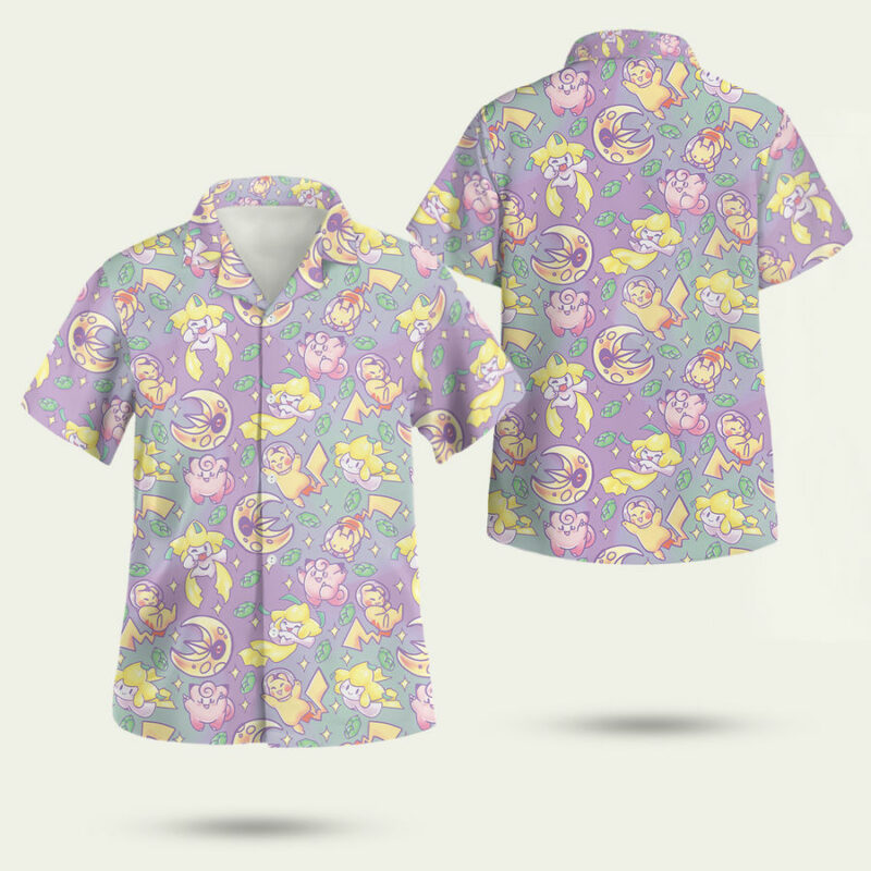 Shiny Pokemon Leaves Pastel Hawaiian Shirt