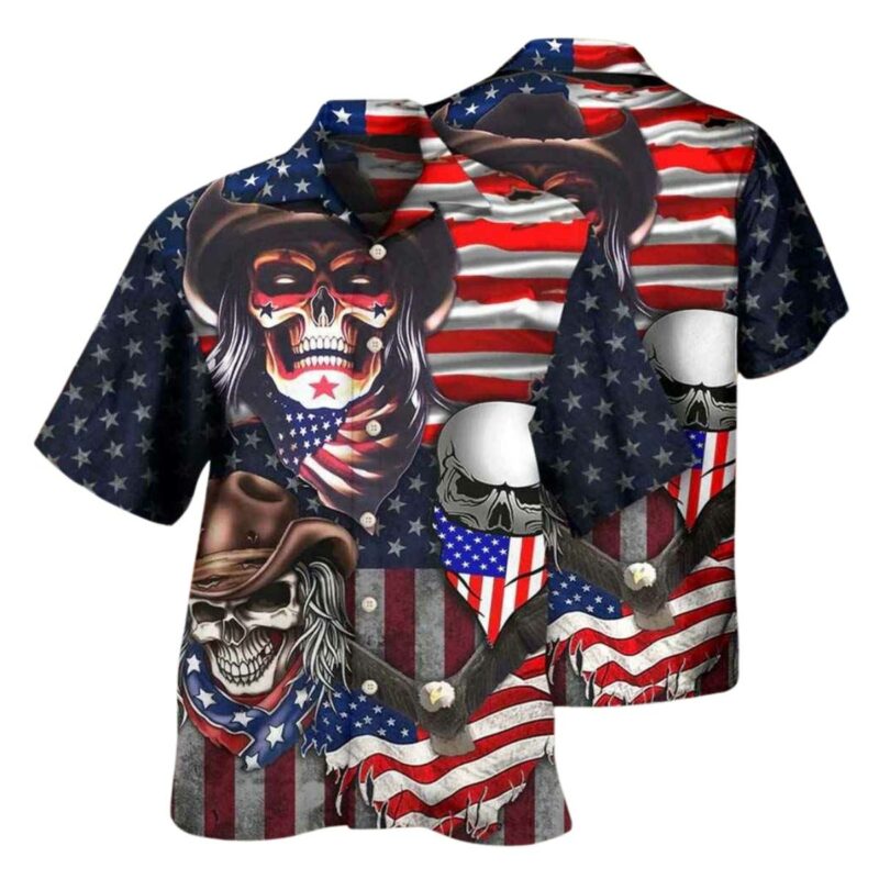 Skull Independence Day Cowboy Skull Us Tropical Hawaiian Shirt