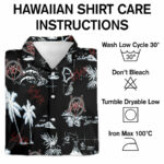 Slayer black and white hawaiian shirt care instructions