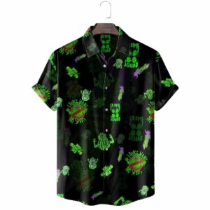 Slimer Squad Ghostbusters Horror Movie Halloween Hawaiian Shirt