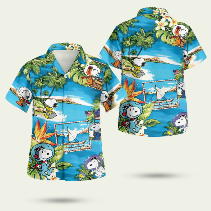 Snoopy Astronaut Summer Vacation Hawaiian Shirt