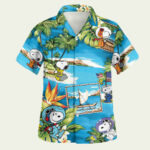 Snoopy astronaut summer vacation hawaiian shirt front side