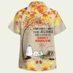 Snoopy sometimes i need to be alone and listen to barry manilow hawaiian shirt back side