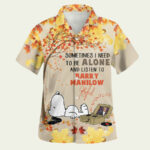 Snoopy sometimes i need to be alone and listen to barry manilow hawaiian shirt front side