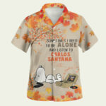 Snoopy sometimes i need to be alone and listen to carlos santana hawaiian shirt front side