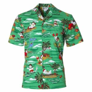 Snowman Vacation Christmas Green Pattern Hawaiian Shirt