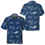 Space Aircraft Seamless Pattern Navy Hawaiian Shirt