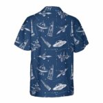Space Aircraft Seamless Pattern Navy Hawaiian Shirt Back