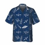 Space Aircraft Seamless Pattern Navy Hawaiian Shirt Front
