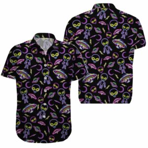 Space Alien Neon Hawaiian Shirt