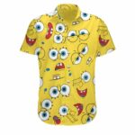 Spongebob Squarepants Face Funny Yellow Pattern Hawaiian Shirt