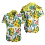 Spongebob White And Yellow Pattern Hawaiian Shirt