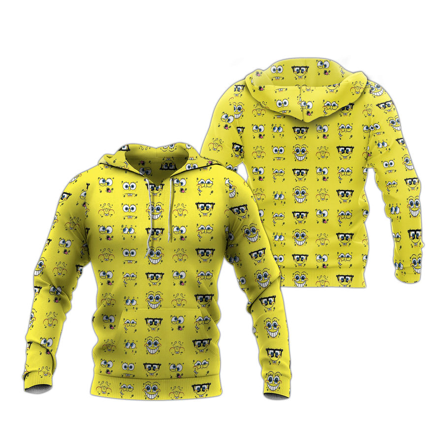 Spongebob Spongebob Emoji Faces Nickelodeon All Over Print Hoodie ...