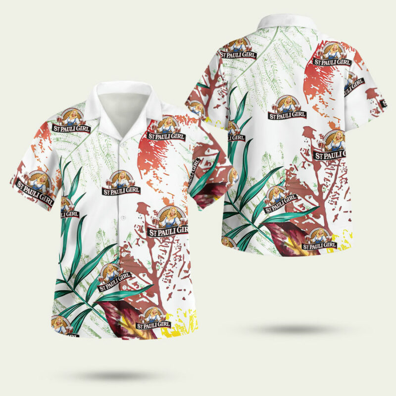 St Pauli Girl Beer Tropical Leaf Hawaiian Shirt