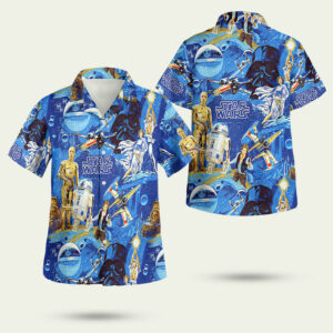 Star wars pattern hawaiian shirt