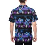 Stitch and Lilo Coconut Trees Purple Pattern Hawaiian Shirt Back
