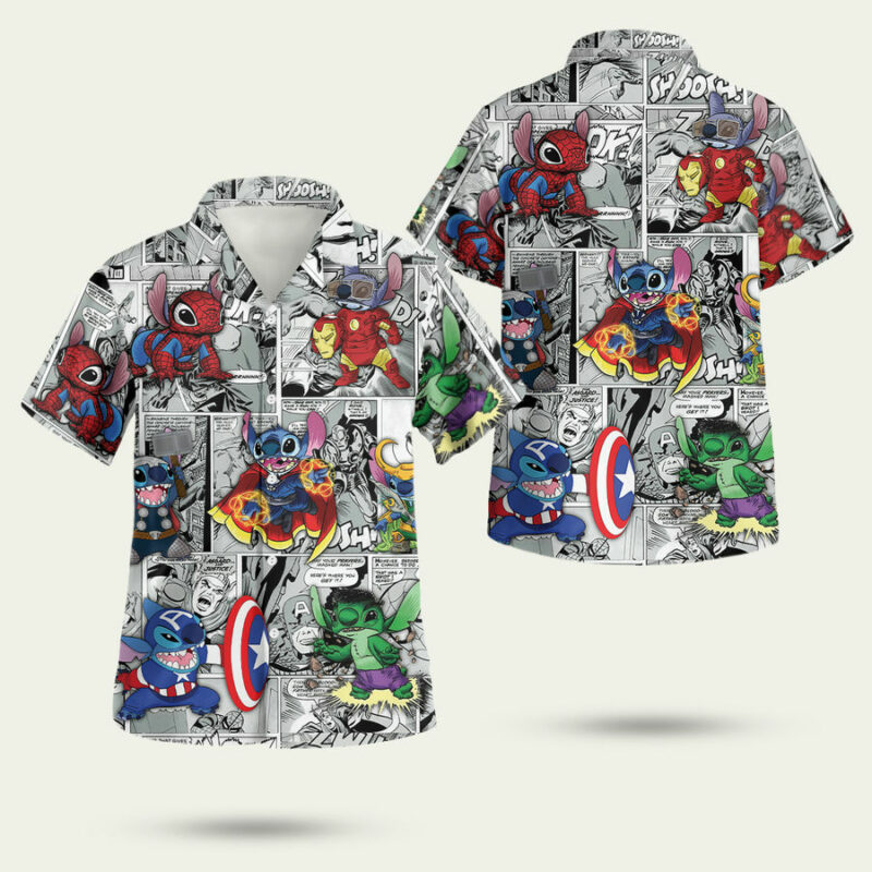 Stitch Disney Stitch Avengers Marvel Hawaiian Shirt