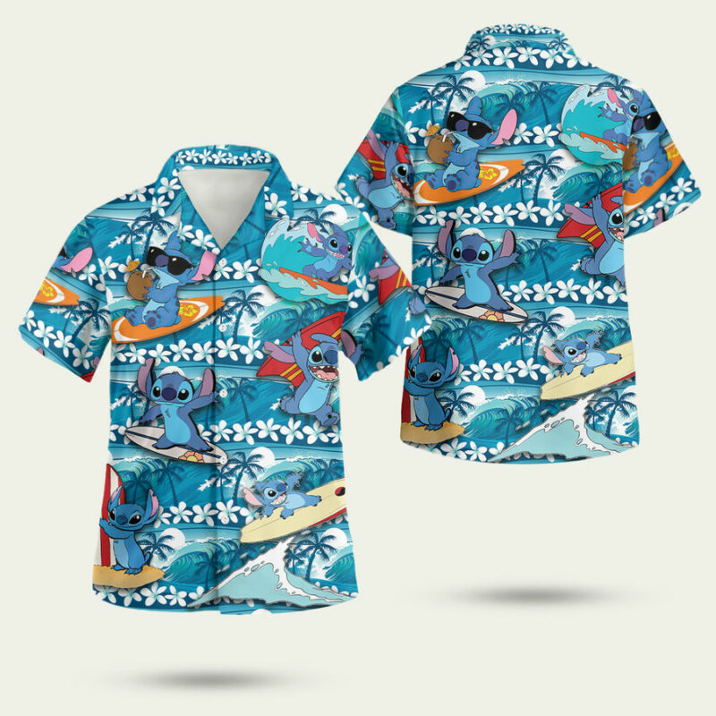 Stitch Disney Sulfing Lilo And Stitch Hawaiian Shirt