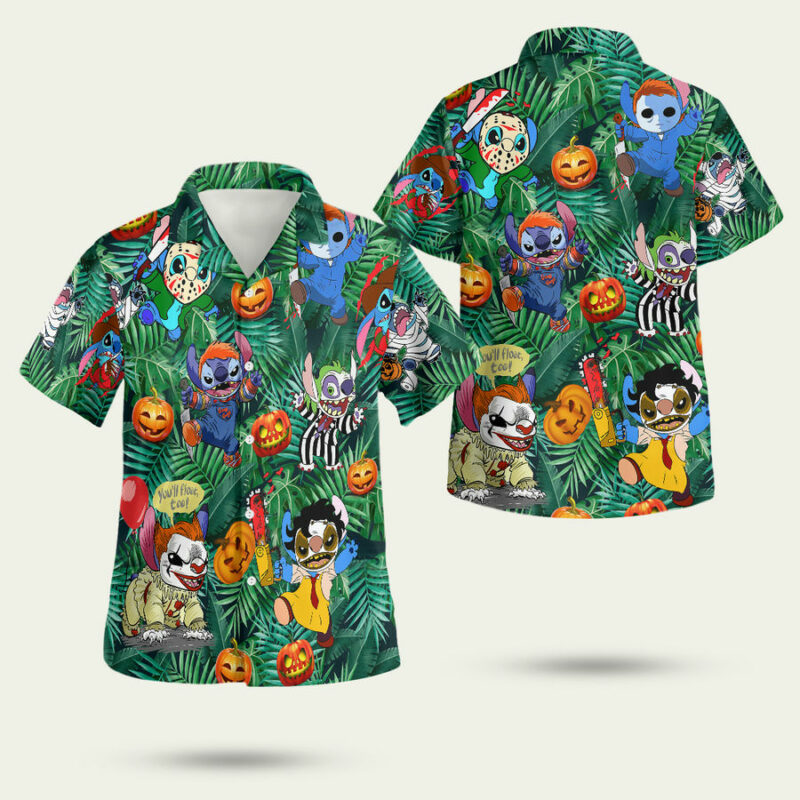 Stitch Tis The Season To Be Scared Halloween Hawaiian Shirt