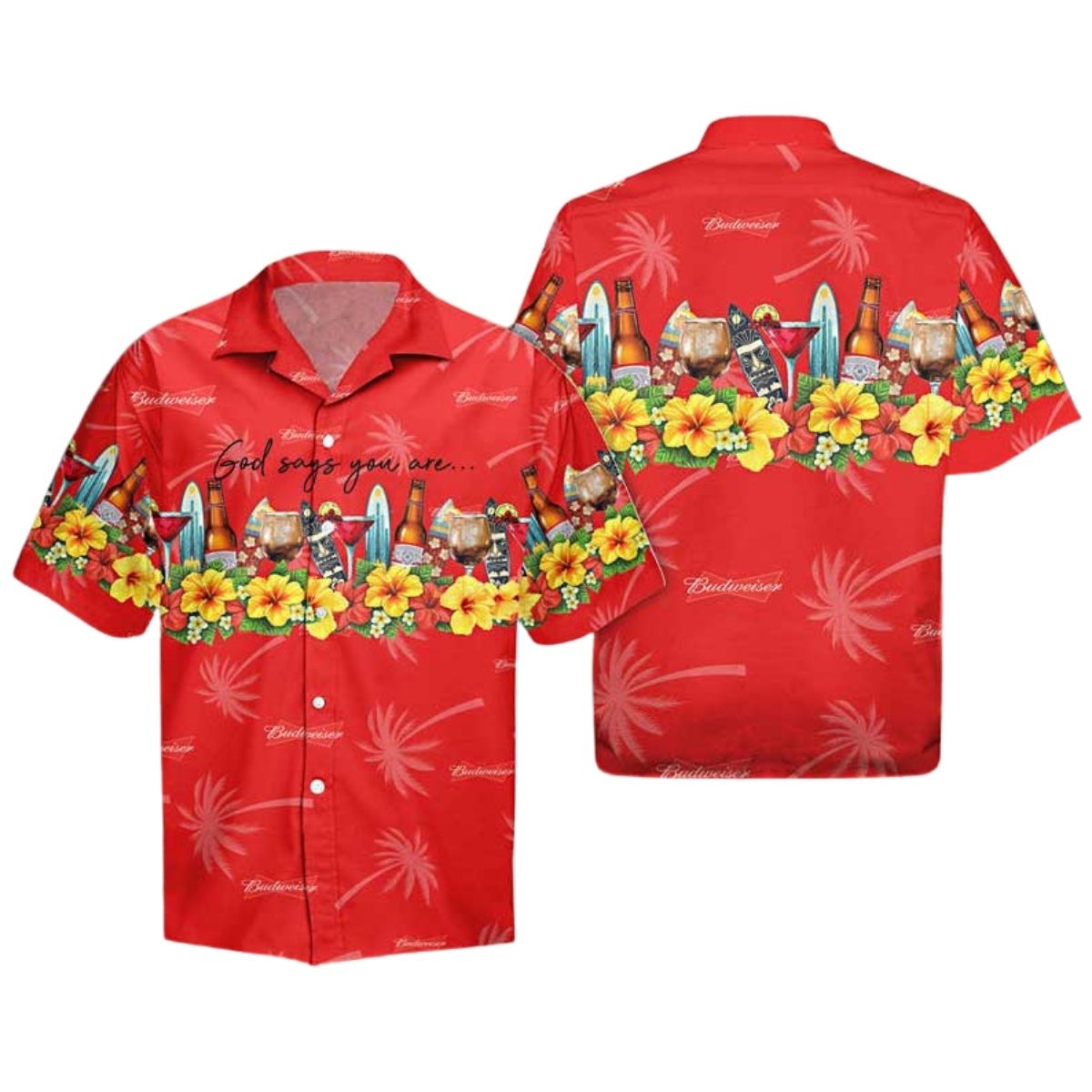 Summer Budweiser Beer Red God Says You Arevhawaiian Shirt