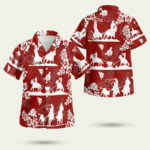 Team roping red hibiscus hawaiian shirt