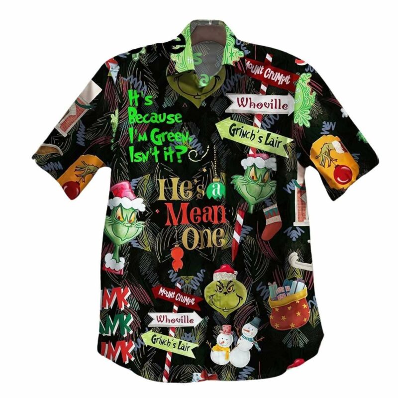 The Grinch Christmas He'S Mean One Hawaiian Shirt
