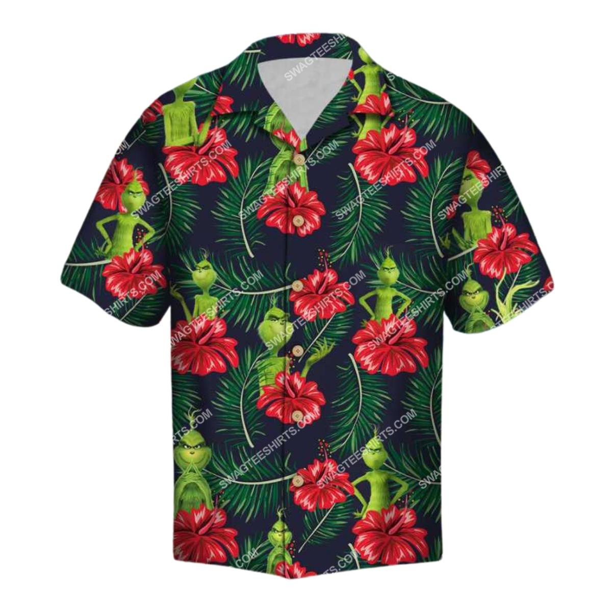 The Grinch Floral Hibiscus Hawaiian Shirt