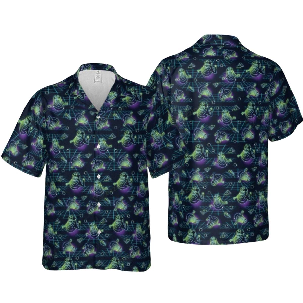 The Real Ghostbusters Slimer Classics Retro Hawaiian Shirt