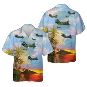 The Us Marine Corps Boeing Vertol Ch 46e Sea Knight Hawaiian Shirt