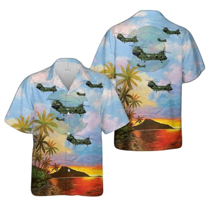 The Us Marine Corps Boeing Vertol Ch 46E Sea Knight Hawaiian Shirt