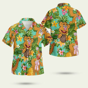 The muppet fozzie bear pineapple tropical hawaiian shirt