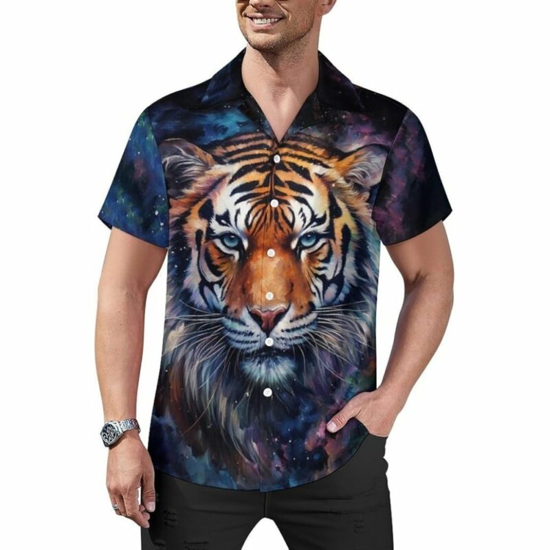 Tiger Face Pattern Hawaiian Shirt