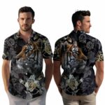 Tiger Floral Black Pattern Hawaiian Shirt 1