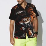 Tiger In The Dark Hawaiian Shirt Front