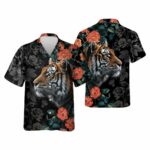 Tiger Rose Pattern Hawaiian Shirt
