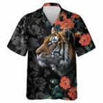Tiger Rose Pattern Hawaiian Shirt Front