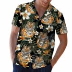 Tiger With Plumeria In Forest Hawaiian Shirt Front