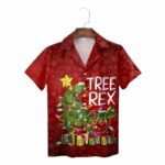 Tree Rex Wrapped Lights Christmas Dinosaur Hawaiian Shirt