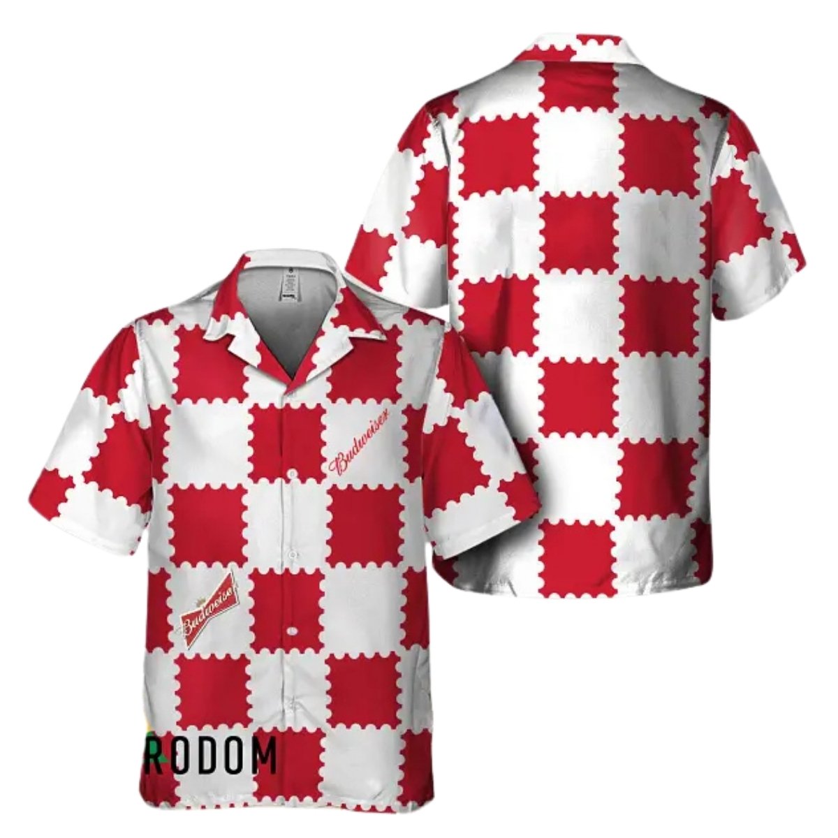 Trendy Gingham Budweiser Beer Hawaiian Shirt