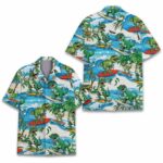 Tropical Dinosaur Surfing Hawaiian Shirt
