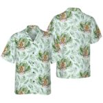 Tropical Green Leaves And Jungle Tiger Hawaiian Shirt