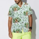 Tropical Green Leaves And Jungle Tiger Hawaiian Shirt Front 1