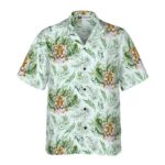 Tropical Green Leaves And Jungle Tiger Hawaiian Shirt Front
