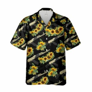 Tropical Gun Ak47 Machine Guns And Sunflowers Hawaiian Shirt