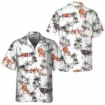 Tropical Island And Cows Pattern Cow Hawaiian Shirt